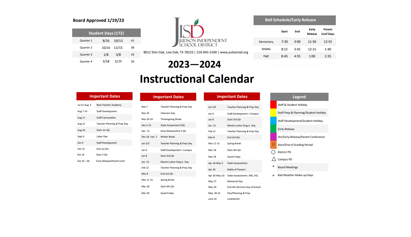 District School Academic Calendar Key for Crestview Elementary