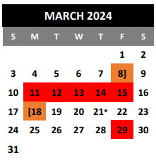 District School Academic Calendar for Thompson Ctr for March 2024