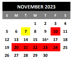 District School Academic Calendar for Henry Metzger Middle School for November 2023