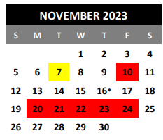 District School Academic Calendar for Judson Learning Acad for November 2023