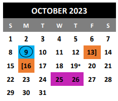 District School Academic Calendar for Ricardo Salinas Elementary for October 2023