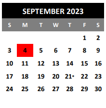 District School Academic Calendar for Karen Wagner High School for September 2023