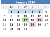 District School Academic Calendar for Reach And Teach for January 2024