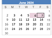 District School Academic Calendar for Reach And Teach for June 2024