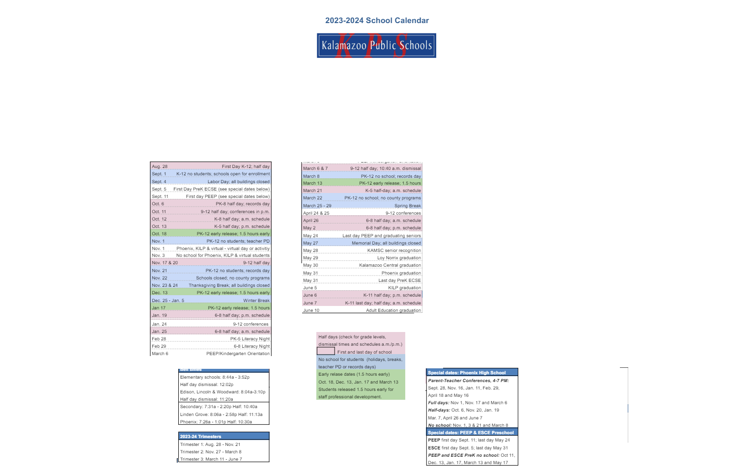 District School Academic Calendar Key for Reach And Teach