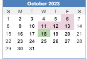 District School Academic Calendar for Reach And Teach for October 2023