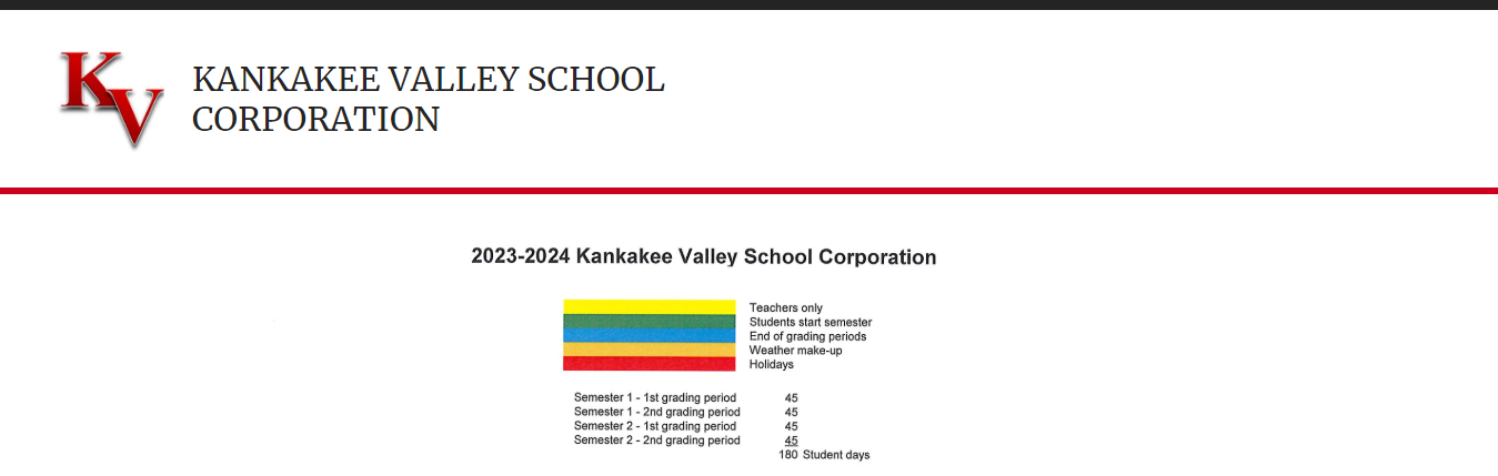 District School Academic Calendar Key for Kankakee Valley Intermediate Schl