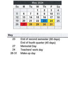 District School Academic Calendar for Kankakee Valley Intermediate Schl for May 2024