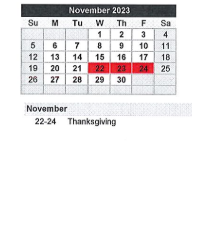 District School Academic Calendar for Kankakee Valley Intermediate Schl for November 2023