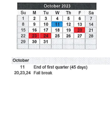 District School Academic Calendar for Kankakee Valley Intermediate Schl for October 2023