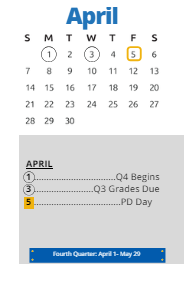 District School Academic Calendar for Stony Point North for April 2024