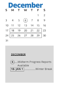 District School Academic Calendar for Wm A White Elem for December 2023