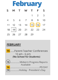 District School Academic Calendar for Douglass Elem for February 2024