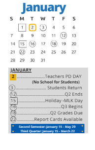 District School Academic Calendar for Fairfax Campus for January 2024