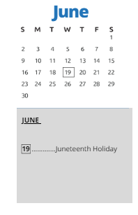 District School Academic Calendar for Bertram Caruthers Elem for June 2024