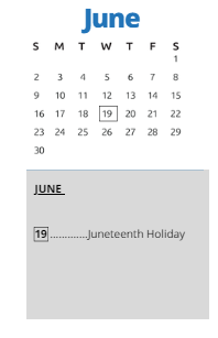 District School Academic Calendar for M E Pearson Elem for June 2024