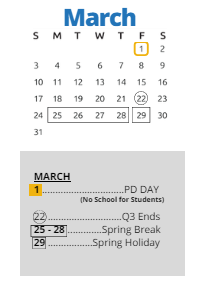 District School Academic Calendar for Mckinley Elementary School for March 2024