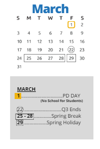 District School Academic Calendar for Washington High for March 2024