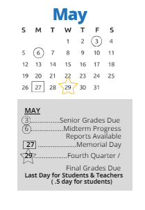 District School Academic Calendar for Washington High for May 2024