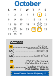 District School Academic Calendar for Stony Point North for October 2023