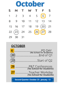 District School Academic Calendar for Wm A White Elem for October 2023