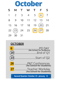 District School Academic Calendar for Wyandotte High for October 2023