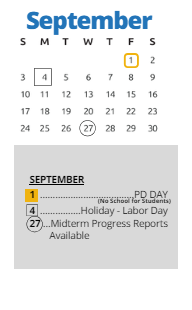 District School Academic Calendar for Stony Point North for September 2023