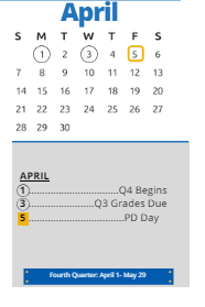 District School Academic Calendar for C. A. Franklin Elementary for April 2024