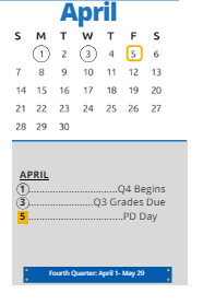 District School Academic Calendar for Border Star Elementary for April 2024