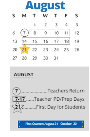 District School Academic Calendar for Fairview Alternative for August 2023