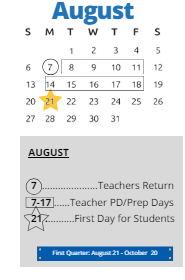 District School Academic Calendar for James Elementary for August 2023