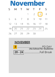 District School Academic Calendar for Askew Elementary for November 2023