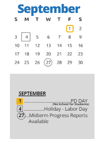 District School Academic Calendar for J. S. Chick Elementary for September 2023