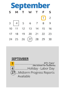 District School Academic Calendar for Westport High for September 2023