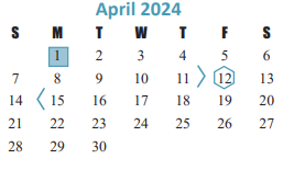 District School Academic Calendar for Maurice L Wolfe Elementary for April 2024