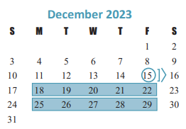 District School Academic Calendar for Maurice L Wolfe Elementary for December 2023