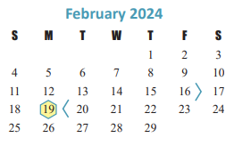 District School Academic Calendar for Maurice L Wolfe Elementary for February 2024