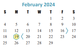 District School Academic Calendar for Opport Awareness Ctr for February 2024