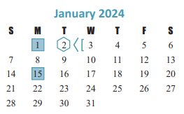 District School Academic Calendar for Maurice L Wolfe Elementary for January 2024
