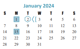 District School Academic Calendar for Jean & Betty Schmalz Elementary for January 2024