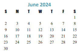 District School Academic Calendar for Griffin Elementary for June 2024