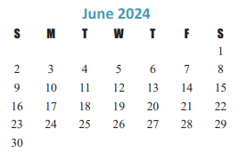 District School Academic Calendar for Maurice L Wolfe Elementary for June 2024