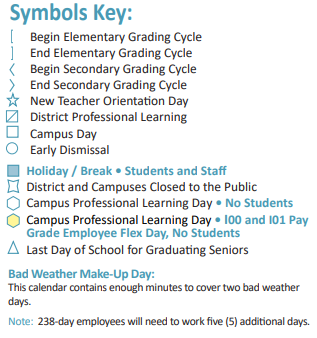 District School Academic Calendar Legend for Hazel S Pattison Elementary