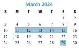 District School Academic Calendar for Jeanette Hayes Elementary School for March 2024