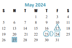 District School Academic Calendar for Cinco Ranch Junior High for May 2024