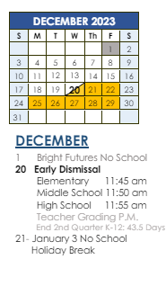 District School Academic Calendar for Windy Hills Elementary School for December 2023