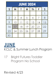 District School Academic Calendar for Windy Hills Elementary School for June 2024