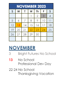 District School Academic Calendar for Windy Hills Elementary School for November 2023
