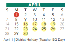 District School Academic Calendar for Keller Middle for April 2024