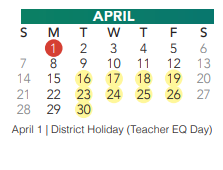 District School Academic Calendar for Central High School for April 2024